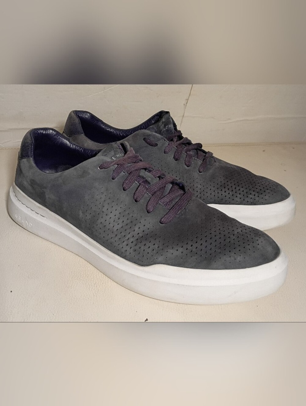 ⁠Cole Haan Men's GrandPrø Rally Laser Cut Sneaker Navy Ink Nubuck Men's Sz 11M